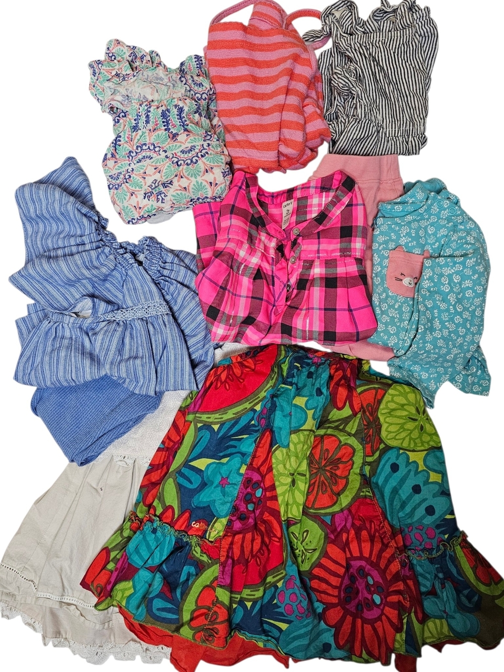 2T / 24 Mos Girls 10 Item Bundle Dress Romper Top Bottom Sets